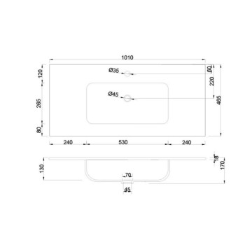 Lavabo da appoggio 1 vasca in ceramica per bagno bianco lucido 101x46,5 LAV9100S