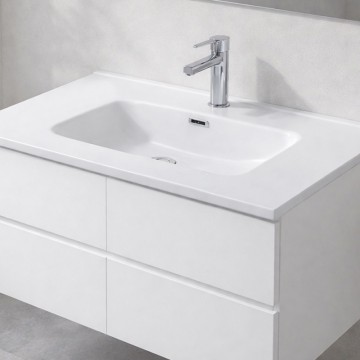 Lavabo da appoggio 1 vasca in ceramica per bagno bianco lucido 91x46,5 LAV9080S