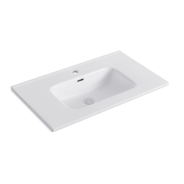 Lavabo da appoggio 1 vasca in ceramica per bagno bianco lucido 91x46,5 LAV9080S