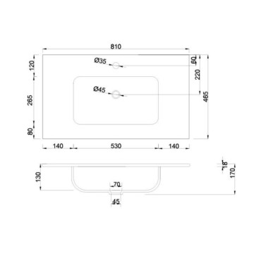 Lavabo da appoggio 1 vasca in ceramica per bagno bianco lucido 91x46,5 LAV9080S