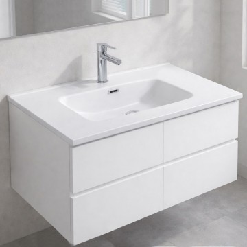 Lavabo da appoggio 1 vasca in ceramica per bagno bianco lucido 91x46,5 LAV9080S