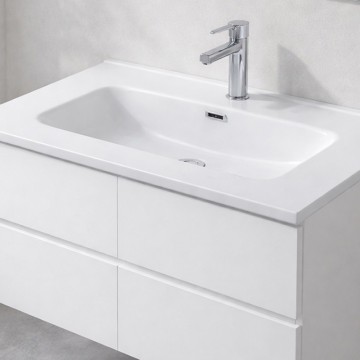 Lavabo da appoggio 1 vasca in ceramica per bagno bianco lucido 71x46,5 LAV9070S