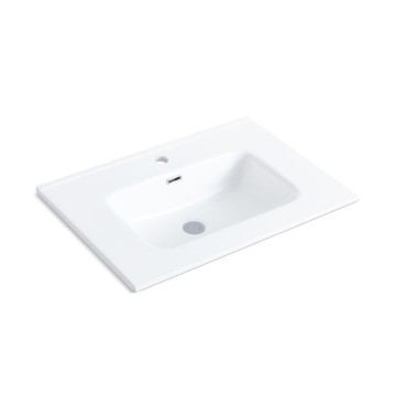 Lavabo da appoggio 1 vasca in ceramica per bagno bianco lucido 71x46,5 LAV9070S