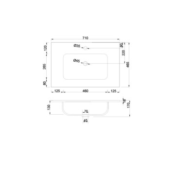 Lavabo da appoggio 1 vasca in ceramica per bagno bianco lucido 71x46,5 LAV9070S