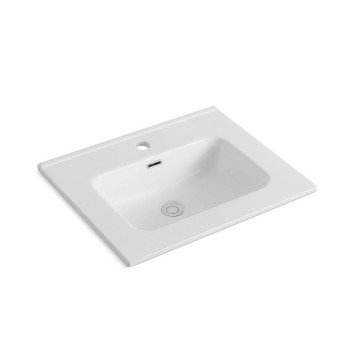 Lavabo da appoggio 1 vasca in ceramica per bagno bianco lucido 61x46,5 LAV9060S