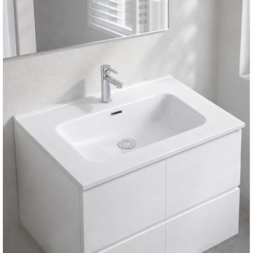 Lavabo da appoggio 1 vasca in ceramica per bagno bianco lucido 61x46,5 LAV9060S