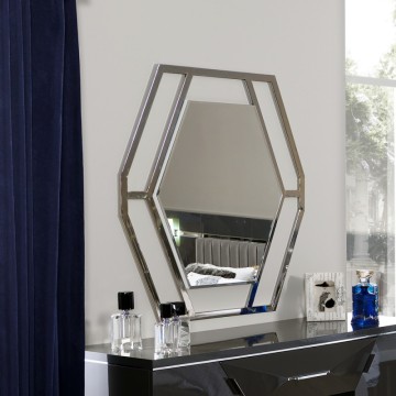 Specchiera esagonale in metallo cromato Enzio