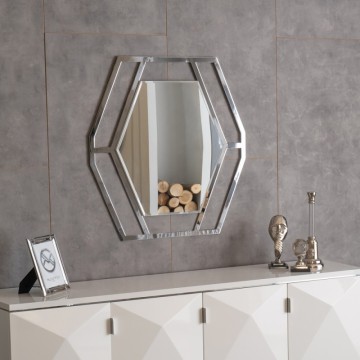 Specchiera esagonale in metallo cromato Enzio
