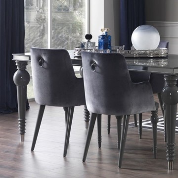 Set 2 Sedie in vellutino grigio con gambe in tinta Zen