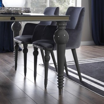 Set 2 Sedie in vellutino grigio con gambe in tinta Zen