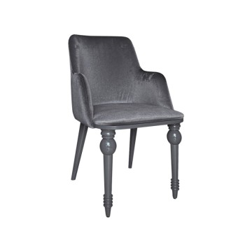 Set 2 Sedie in vellutino grigio con gambe in tinta Zen