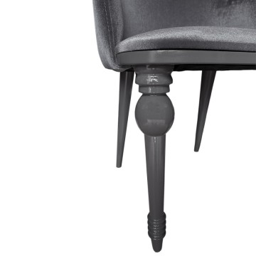 Set 2 Sedie in vellutino grigio con gambe in tinta Zen