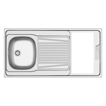 Cucinino con top inox e piano cottura a gas in vetro colore bianco frassinato Indiano120k30