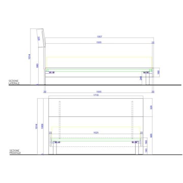 Camera da letto con armadio 6 ante battenti e letto matrimoniale in legno colore olmo Corinna