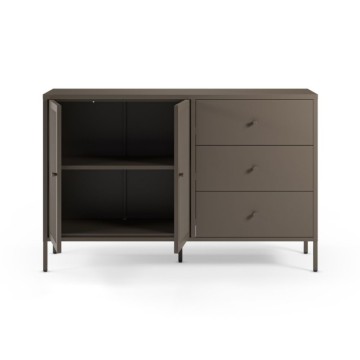 Credenza in metallo con 2 ante e 3 cassetti 140x40x90H colore mocha Fayna