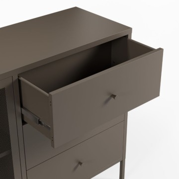 Credenza in metallo con 2 ante e 3 cassetti 140x40x90H colore mocha Fayna