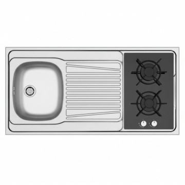 Lavello reversibile 1 vasca e gocciolatoio con foro per piano cottura 30 cm inox 120x60 Indiano120