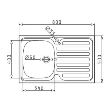 Lavello da appoggio 1 vasca e gocciolatoio destro con alzatina inox Mediterraneo801