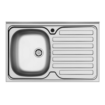 Lavello da appoggio 1 vasca e gocciolatoio destro con alzatina inox Mediterraneo801