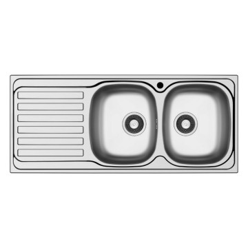 Lavello da incasso monostampo 2 vasche e gocciolatoio sinistro inox Adriatico116