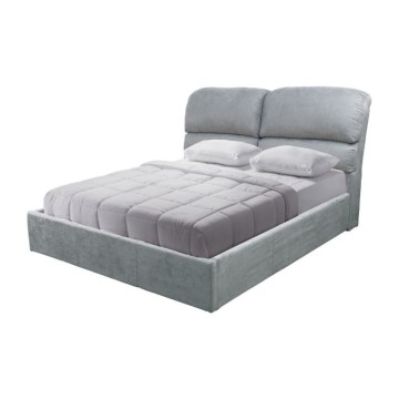Letto contenitore una piazza e mezza in tessuto colore grigio chiaro 178x222x120H Sofaback