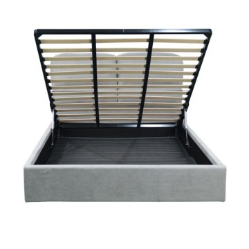 Letto contenitore una piazza e mezza in tessuto colore grigio chiaro 178x222x120H Sofaback