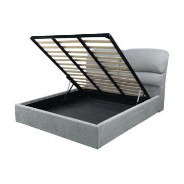 Letto contenitore una piazza e mezza in tessuto colore grigio chiaro 178x222x120H Sofaback