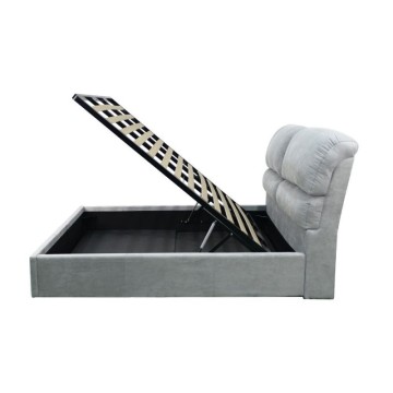 Letto contenitore una piazza e mezza in tessuto colore grigio chiaro 178x222x120H Sofaback