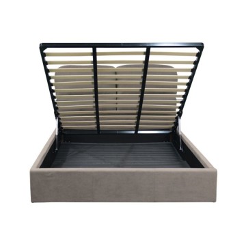 Letto contenitore una piazza e mezza in tessuto colore tortora 178x222x120H Sofaback