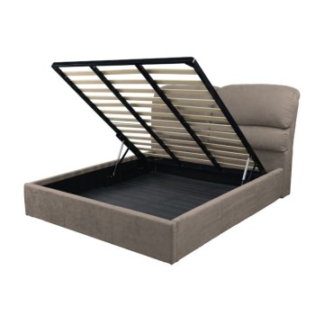 Letto contenitore una piazza e mezza in tessuto colore tortora 178x222x120H Sofaback