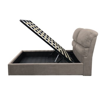 Letto contenitore una piazza e mezza in tessuto colore tortora 178x222x120H Sofaback