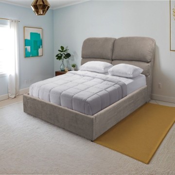 Letto contenitore una piazza e mezza in tessuto colore tortora 178x222x120H Sofaback