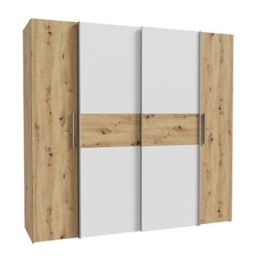 Camera da letto Milk con armadio 2 ante rovere bianco e letto Stiletto