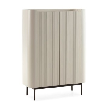 Credenza alta con 2 ante effetto cannettato colore crema 100x40x140H