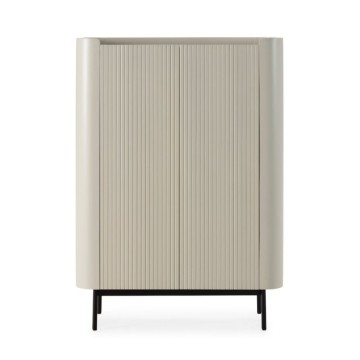 Credenza alta con 2 ante effetto cannettato colore crema 100x40x140H