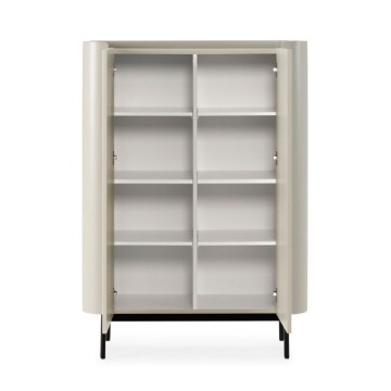 Credenza alta con 2 ante effetto cannettato colore crema 100x40x140H