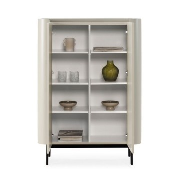 Credenza alta con 2 ante effetto cannettato colore crema 100x40x140H