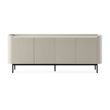 Credenza 4 ante effetto cannettato colore crema 200x40x80H Willa18924