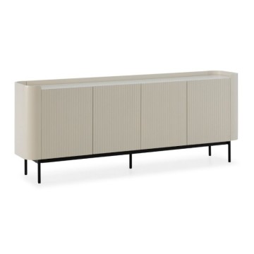 Credenza 4 ante effetto cannettato colore crema 200x40x80H Willa18924