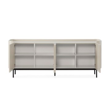 Credenza 4 ante effetto cannettato colore crema 200x40x80H Willa18924