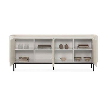 Credenza 4 ante effetto cannettato colore crema 200x40x80H Willa18924