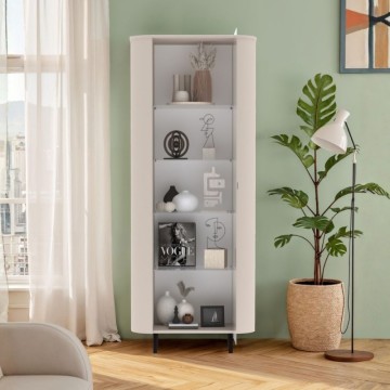 Vetrina anta vetro cashmere 80x43x196 cm con 4 ripiani in vetro Marini