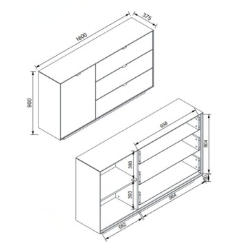 Madia con anta e 3 cassetti colore cashmere 160 cm Sivas51A