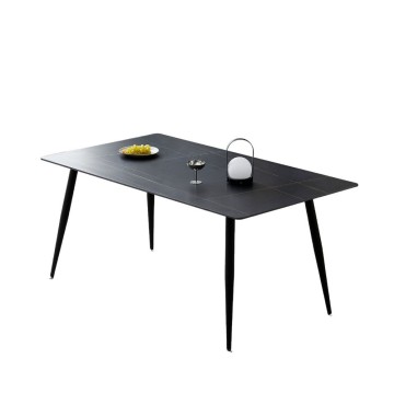 Tavolo Mila 140x80 top ceramica effetto marmo nero opaco