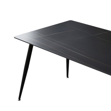 Tavolo Mila 140x80 top ceramica effetto marmo nero opaco