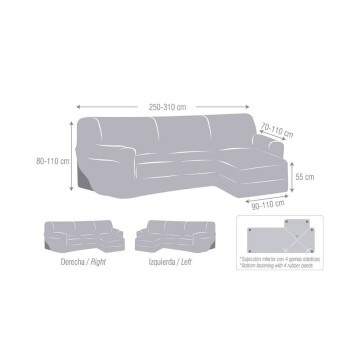 Copridivano Troya elastico penisola destra beige bracciolo corto 250/310