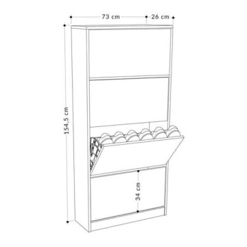 Scarpiera SHC540OAK quattro ante a ribalta rovere