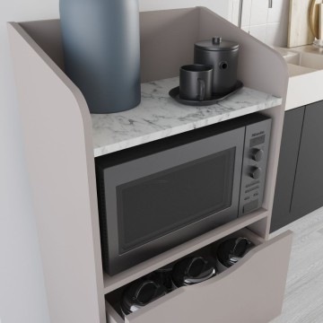 Mobile multiuso Gorki con cassetti light mocha e ripiano carrara bianco