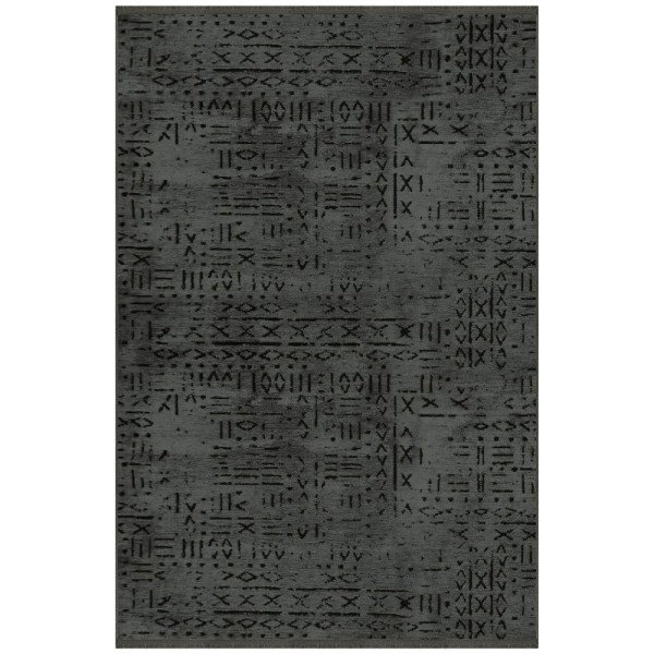 Tappeto ciniglia antiscivolo Vadi antracite decorazione geometrica 160x230 Tappeto ciniglia antiscivolo Vadi antracite decorazione geometrica 160x230