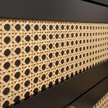 Comodino Vienna61A 2 cassetti nero con frontali effetto vimini